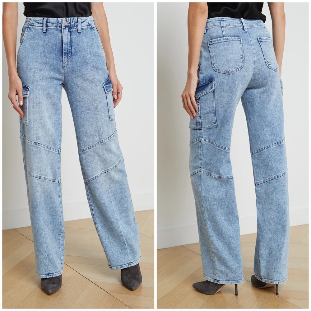 L'Agence Brooklyn High Rise Utility Wide-Leg Jeans Brewer Wash